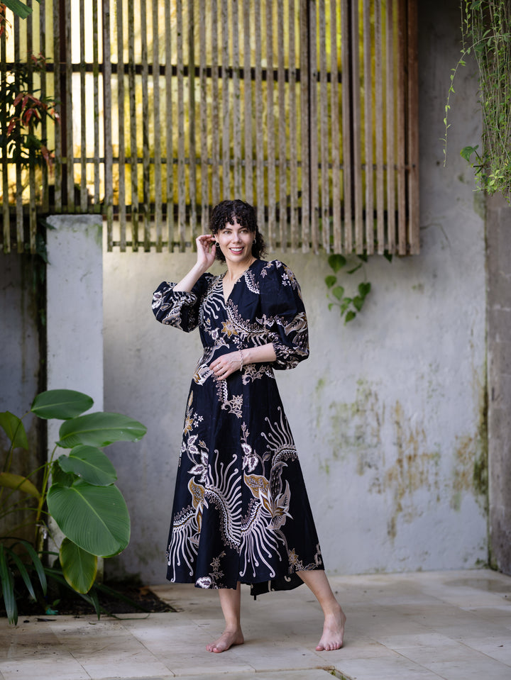 Amrita Batik Maxi Wrap Dress - Rinjani Print
