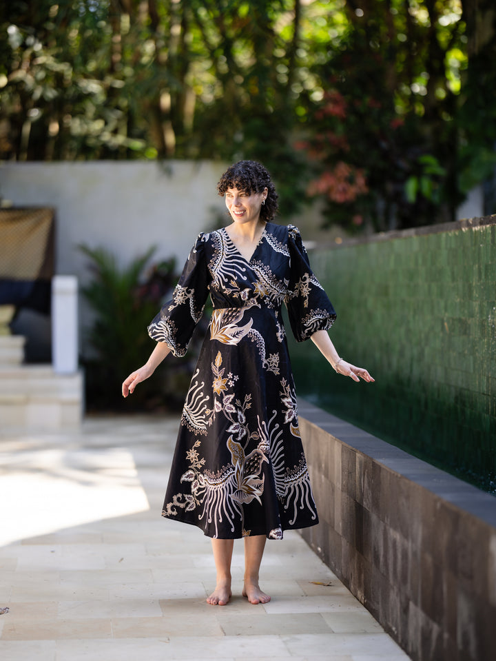 Amrita Batik Maxi Wrap Dress - Rinjani Print
